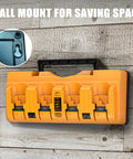 Wall-mounted 20V Quick Charger Replacement For Dewalt DCB104 Four Port Battery Charger Station in black and yellow