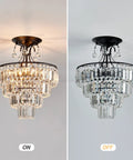 Black Crystal Round Chandelier 15.35 Inch Diameter 5 Light Showpiece Statement Piece Modern Antique Semi Flush Mount