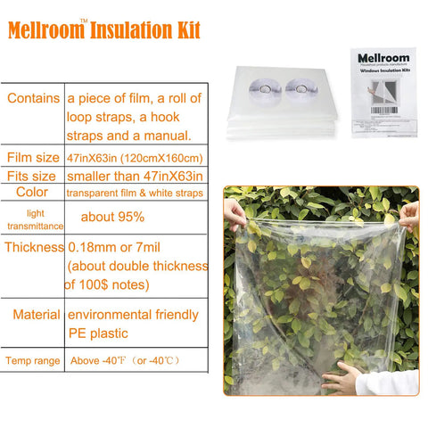 Ditch The Winter Chill With Adjustable Clear Window Insulation Kit Featuring Tough Adhesive Strips Reusable Plastic Film Wrap held by hands over foliage.