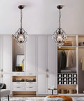 Modern Mini Crystal Chandelier With Iron Bronze Finish Ceiling Mount 1 Light Lighting Fixture in a chic closet setting
