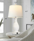 Set Of 2 Farmhouse Table Lamps With USB C And USB A Fast Charging Ports, 26 Inch Tall, 3 Way Dimmable White Fabric Shade