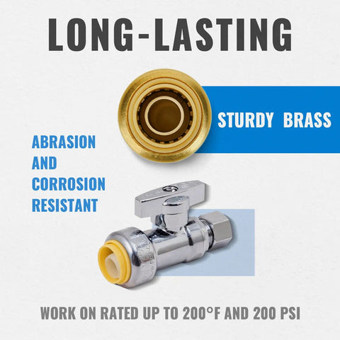 12 Pack Straight Stop Valve Kit For Home Plumbing, 1/2 x 3/8 Inch Compression Toilet Shutoff, brass material, corrosion resistant