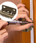 Installing self closing cabinet hinges set of 4 in iron with golden finish on wooden door using screwdriver