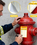 Firefighter using 15 Pack Self Adhesive Monthly Inspection Stickers Waterproof 3 By 5 Inches Fire Extinguisher Maintenance Labels And Tags