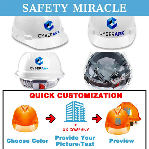 Customizable Safety Hard Hat With Personalized Logo For Construction And Work, blue helmet with adjustable fit and logo area