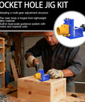 Woodworker using Pocket Hole Drill Guide Kit For Woodworking With Dust Collection Easy To Use Pocket Hole Jig For Cabinet Installations