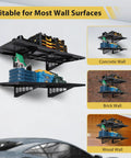 2 Pack 2x4 Foot Wall Mounted Garage Shelves With 4 Hooks Tough As Nails Heavy Duty Storage Racks on various wall types