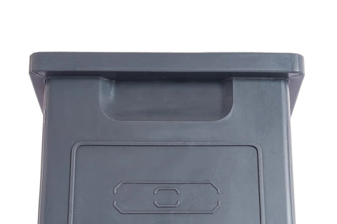 Top view of heavy duty plastic storage organizer with handle, ideal for workshop hardware sorting, 9 by 5 by 5 inch red bins.