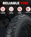 Fat Bike Tire 26x4.0 Inch Heavy-Duty Anti-Slip All-Terrain Replacement for E-Bike and Trike Foldable With Inner Tube 2 Pack Black tread close-up