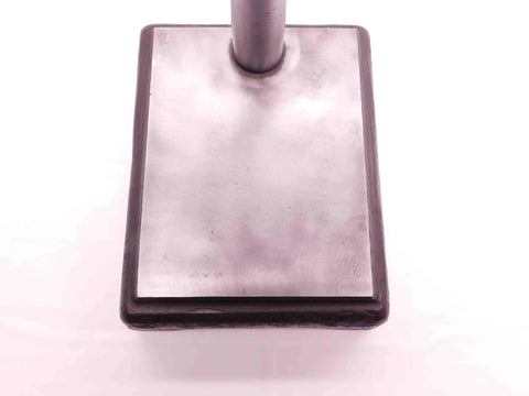 Beefy Indicator Base Comparator Stand With 8.25 Inch Tall Rod For Precise Inspection And Slick Alignment, 5 1/4 By 6 5/8 By 2 Inch Base Built For Gauge And Tooling Measurements On The Shop Floor BR10218CT4, steel base top view