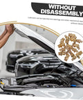 Grease Fittings Kit With Straight And Angled Nozzles For Automotive And Industrial Use Includes Storage Box For Easy Organization Assorted Nipples And Fittings For Repairs And Maintenance shown by open car hood.
