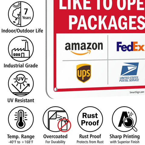 Keep Those Paws Off My Porch Package Drop Off Gate Sign With Major Courier Logos 10 By 7 Inch rust proof aluminum sign with logos.