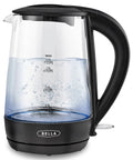 1.7 Liter Glass Electric Kettle That Boils Seven Cups In Just Six To Seven Minutes With Soft Blue LED Lights, Cordless Portable Water Heater, Auto Shut Off, Black Finish