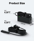 Image showing the product size of 12V Power Cord For Wahoo Kickr Core And WF123 Trainer with measurements and cable layout.