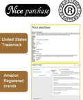 Image showing United States trademark registration and Amazon brand registry for 'Nice purchase' brand.