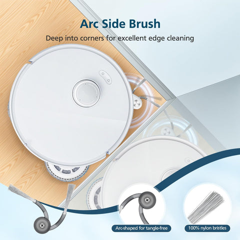 Must Have Replacement Vacuum Parts Kit For Roborock S5V Curv Edge S5A Curv S5X with Arc Side Brush for edge cleaning
