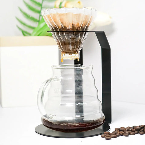 Sleek Black Iron Pour Over Coffee Dripper Rack With Rock Solid Stable Base For Precision Drip Brewing At Home Or Office.