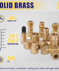 Solid brass air brake line fittings assortment kit, 250 pieces, push-to-connect NPT fittings in multiple sizes