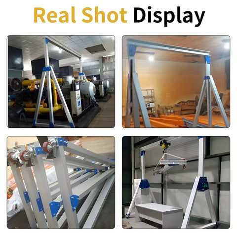 Heavy Duty Portable Gantry Crane, 3 Ton 6600 Lb Max Lift, Sick Aluminum Alloy Frame, No Sweat Adjustable Height And Span showing various angles and details.
