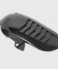 Top Shelf Carbon Fiber Rear Fender Blocks Flying Road Grit Dead In Its Tracks Heavy Duty splash guard, black carbon fiber design, motorcycle rear fender.