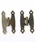 Antique Bronze Cabinet Hinges Set 65x34mm, 20 Pieces, 4 Holes, With Screws, Vintage Luggage Style Hardware shown