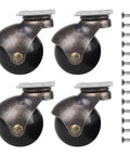 Caster Wheels Set Of 4 Plate Caster 2 Inch Swivel Replacement With Screws Antique Brass Castors Without Lock shown with screws included