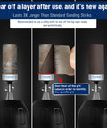 Ten Piece Hella Fine Grit Sanding Drum Bits For Rotary Tools With One Eighth Shank showcasing grit removal process with labels.