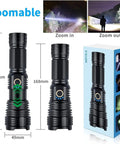 Beefy 2000 Lumen Rechargeable Tactical Flashlight With 10 Modes Waterproof LED Beam Up To 1000m 2025 Upgrade XHP70 shown with packaging