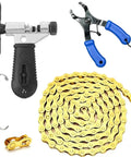 All-In-One Bike Chain Repair Kit For 6/7/8 Speed E-Bikes And MTB Road Rigs, 126-Link 1/2x3/32 Alloy Steel Chain With Quick Buckle