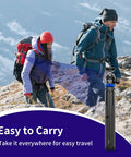 Couple hiking with 62 Inch Extendable Selfie Stick Tripod For GoPro And Osmo Pocket 3 seen in the foreground, easy to carry.