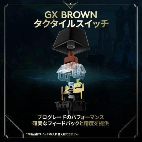 GX Brown tactile switch design for Sick League Of Legends Themed Mechanical Gaming Keyboard With Tactile Gx Switches And LightSync Rgb Lighting Featuring A Detachable Wired Cord And Dedicated Numeric Keypad For Dope Competitive Play.