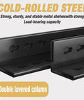 Heavy Duty Metal Five Tier Storage Shelving Unit For Garage, Home And Office, close-up of cold-rolled steel construction