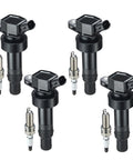 Set of 4 Ignition Coil Pack UF652 And Iridium Spark Plug 93815 For Hyundai Accent 2012-2020 Veloster Kia Rio Soul 1.6L L4