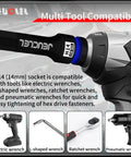 14mm Hex Impact Socket H14 One Half Inch Drive Lengthened Chromium Molybdenum Steel Allen Socket For Electric Ratchets And Impact Wrenches Fasten Hex Screws Faster Durable And Built To Last attached to electric wrench