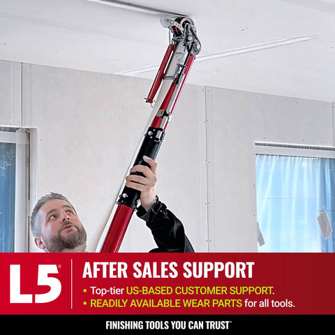 Person using Automatic Drywall Taping And Finishing Tool Set With 10 Inch And 12 Inch Flat Boxes 3 Inch Angle Head MiniShot