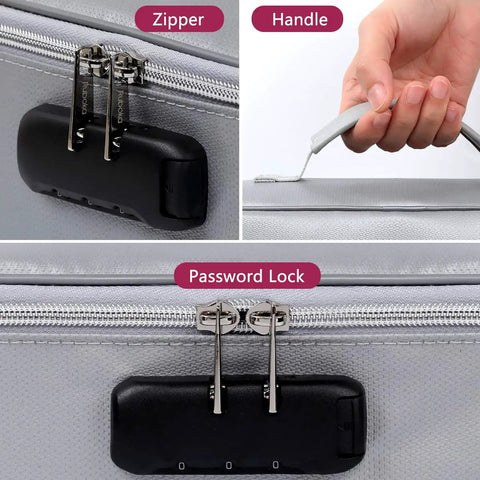 Fireproof And Waterproof Lockable Document Organizer Bag For Home Office And Travel On The Go With Multi Layer Storage 4 Passport Slots 16 Card Slots 4 USB Pockets 7 Folder Sections And A Main Pocket