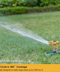 Heavy Duty Metal Pulsating Impact Lawn Sprinkler With Zinc Base watering large grass area, 360 degree adjustable circular coverage