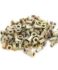 100 Piece M3 Zinc Coated Rivet Nut Set With Low Profile Threaded Inserts Shop Grade Assortment Kit For Automotive Metal Fabrication and Gearhead Builds Built Tough, showing metallic rivet nuts.