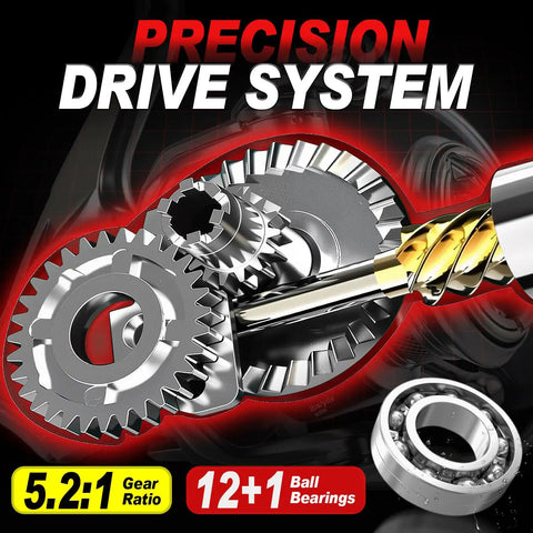 Precision drive system of Ultra Smooth Spinning Reel With 12 Plus 1 Bearings, 5 To 1 Gear Ratio, CNC Aluminum Spool