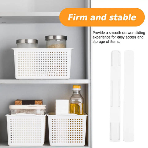 Heavy Duty Drawer Slides 2 Pack Smooth Operation White Plastic Rails for Wardrobe and Cabinet Easy DIY Installation Durable Drawer Guides