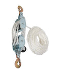 Heavy Duty Block And Tackle Pulley System For Lifting Heavy Objects With 4000 Lb Breaking Strength And 65 Feet Of Three Eighths Inch Rope
