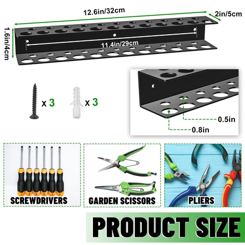 Heavy Duty Wall Mounted Tool Organizer For Pliers And Small Tools Metal Screwdriver Holder Rack With 23 Holes Space Saving