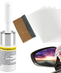 No Sweat Quick Fix Windshield Repair Kit With Nano Resin For Small Chips Bullseyes Stars And Cracks Easy To Use Windshield Repair Fluid Complete Kit For A Seamless Clear Finish including bottle, scraper, and film sheets