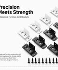 Heavy Duty Right Angle Furniture Brackets Set 10 Pack Metal Corner Brace Connectors With Screws for Repair White and Black