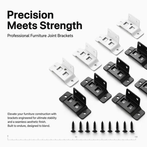 Heavy Duty Right Angle Furniture Brackets Set 10 Pack Metal Corner Brace Connectors With Screws for Repair White and Black