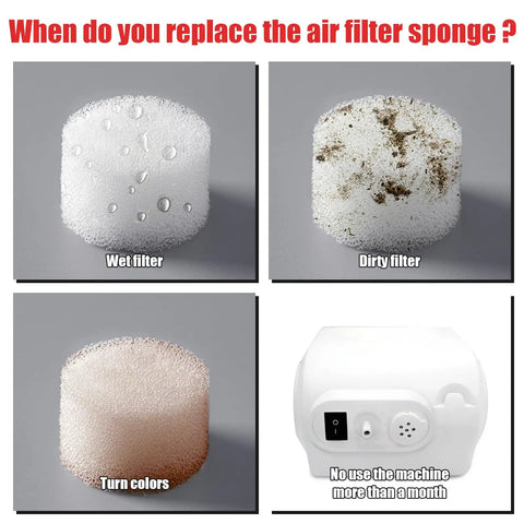 Bulk Pack Of 100 Round White Air Filter Sponges For Compressor Systems Replacement Filters in clean and dirty states.