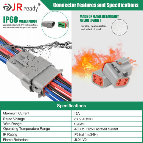 Deutsch DT Connector Kit IP68 Waterproof Beefed Up All In One 2 To 12 Pin Cavities with ACT M202 Adjustable Crimp Tool