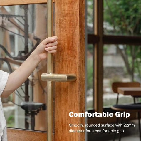 Extra Long Door Pull Handles Black Or Gold, Double Sided Push Pull Gate Handles with Round Bar Design installed on wood door