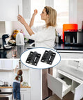 Two Pack 43mm By 36mm Adjustable Position Control Folding Door Hinges With Four Countersunk Holes And Screws Black Durable Hardware For Cabinets And Interior Doors No Fuss Easy Install shown in use on kitchen cabinets