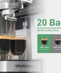 Semi Automatic Espresso Machine With Colorful Touchscreen And Sleek Stainless Steel Body Pulls Dope Barista Level Lattes Cappuccinos Plus Silky Milk Foam Effortlessly Right On Your Counter For Zero Sweat Morning Vibes brewing two espresso shots.